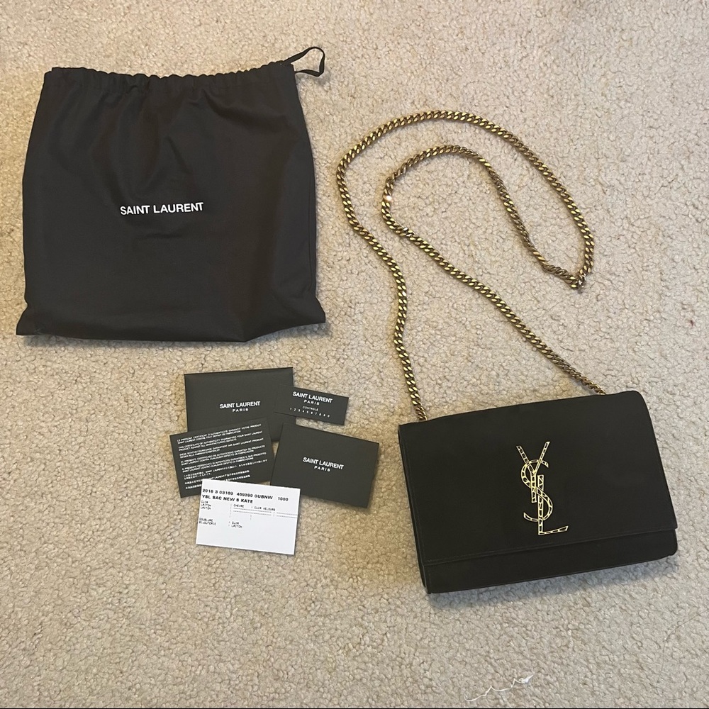 Saint Laurent Kate Small Crossbody YSL Monogram Kate Small Suede Chain Crossbody